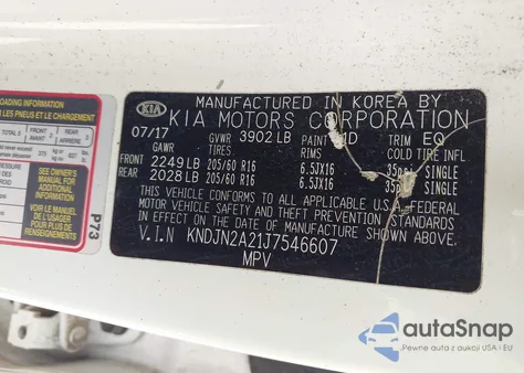 2018 Kia Soul z USA, uszkodzony, nr VIN KNDJN2A21J7546607